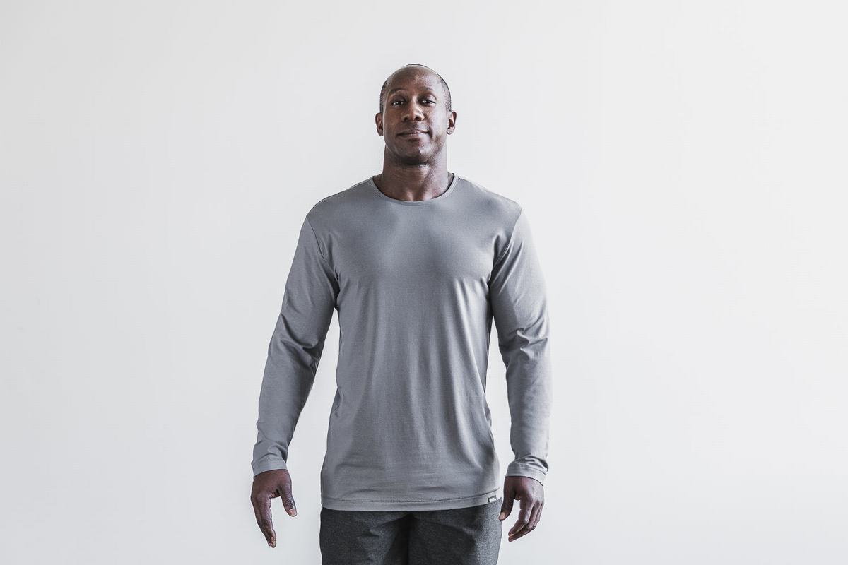 Dark Grey Men's Nobull Lightweight Long Sleeves | USA108926