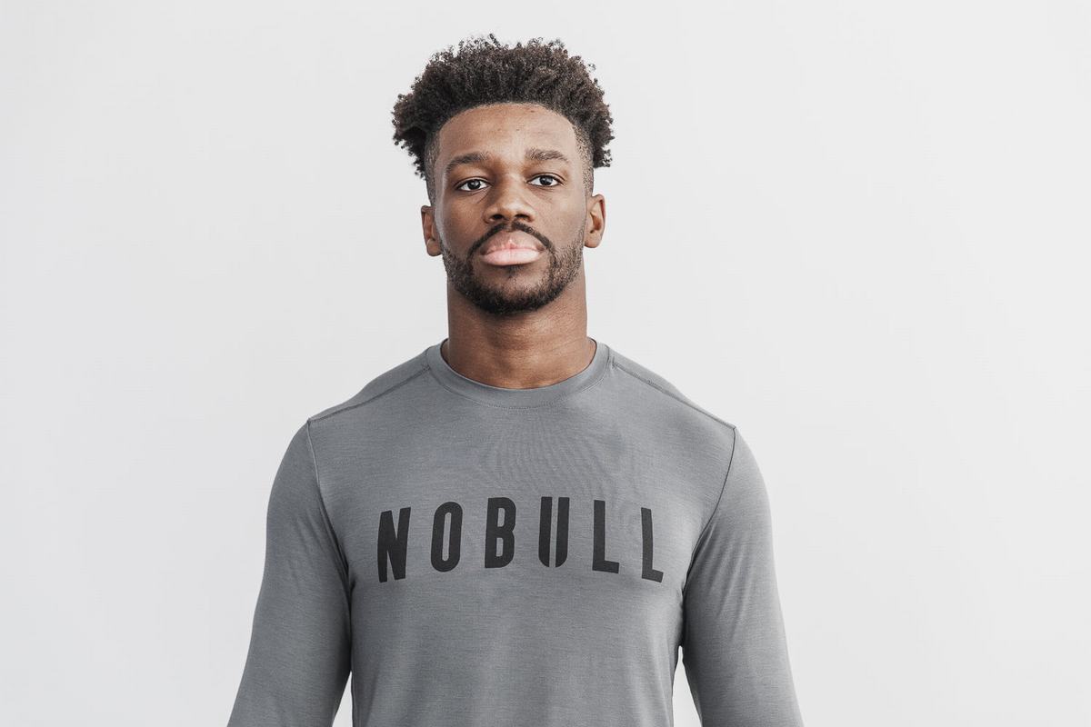 Dark Grey Men\'s Nobull Long Sleeves | USA674351