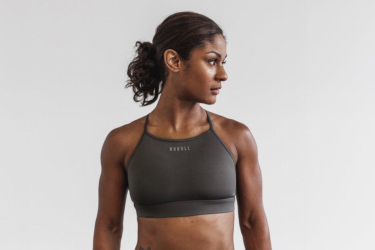 Dark Grey Women's Nobull High-Neck Sports Bras | USA105389