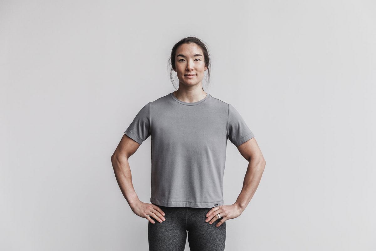 Dark Grey Women's Nobull Lightweight Boxy T Shirts | USA930487