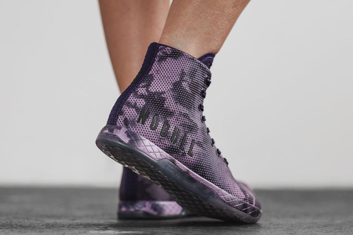 Dark Purple Women's Nobull Superfabric High-Top Tie-Dye Trainers | USA206849