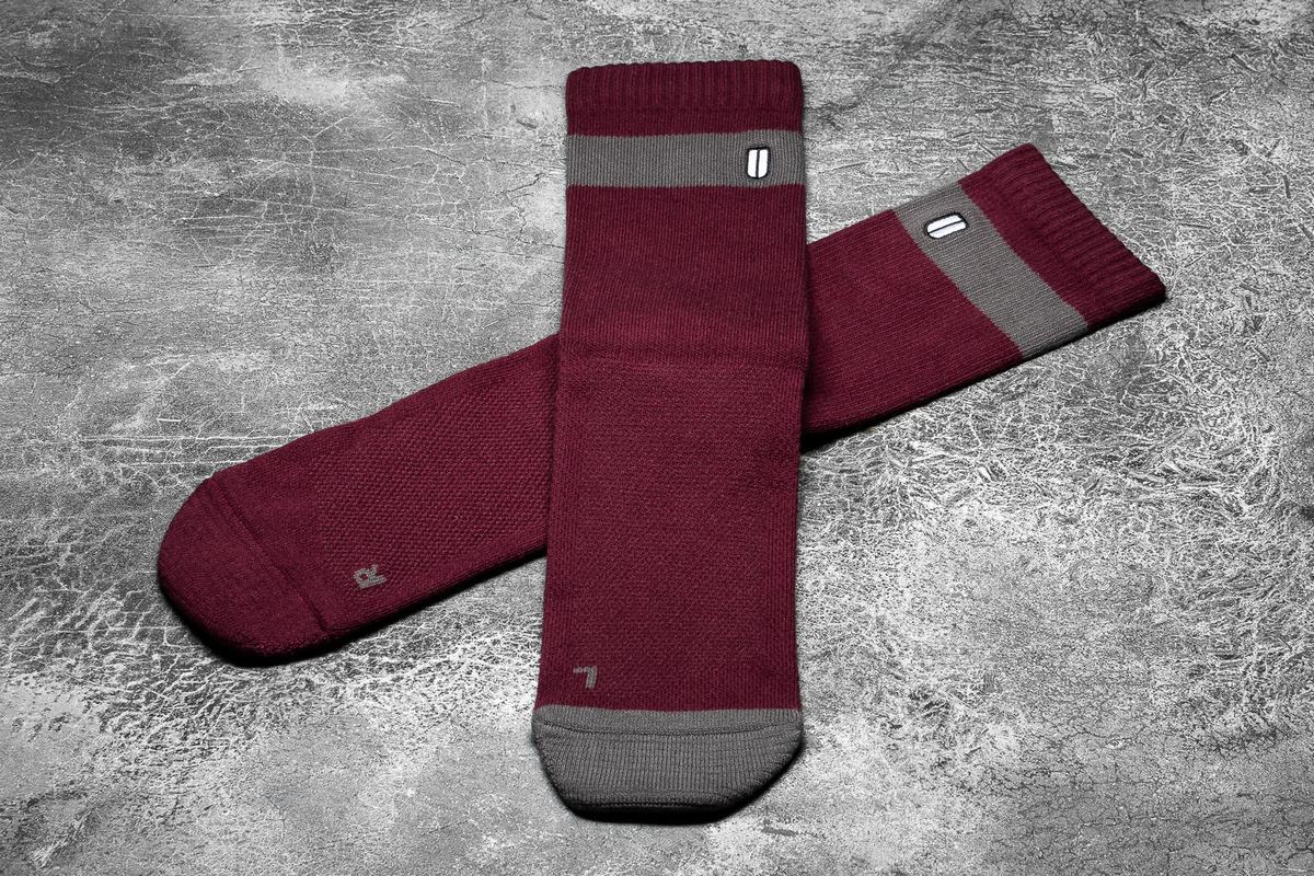 Dark Red Dark Grey Men's Nobull Crew Socks | USA745386