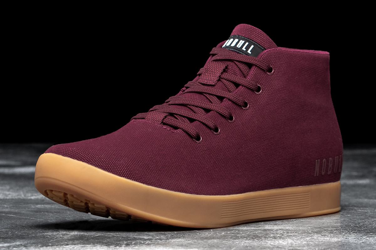 Dark Red Men's Nobull Canvas Mid Trainers | USA046759