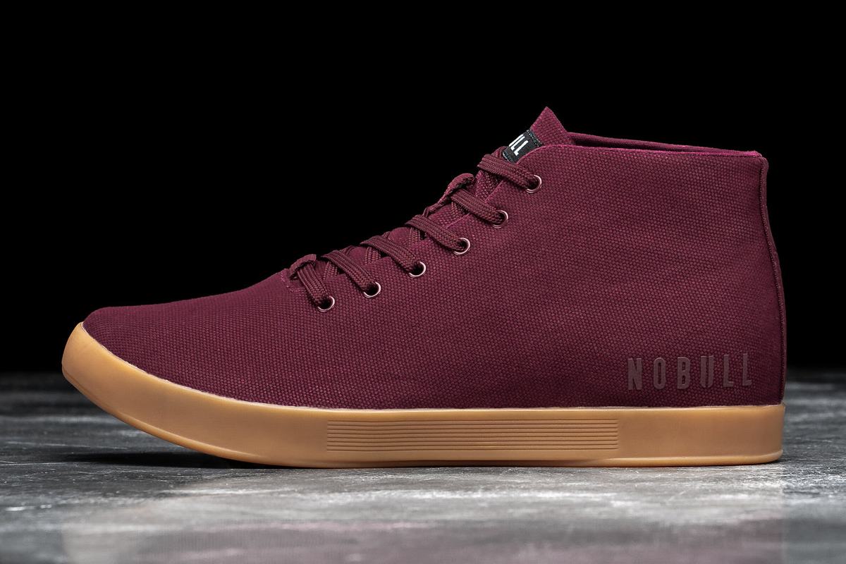 Dark Red Men\'s Nobull Canvas Mid Trainers | USA046759