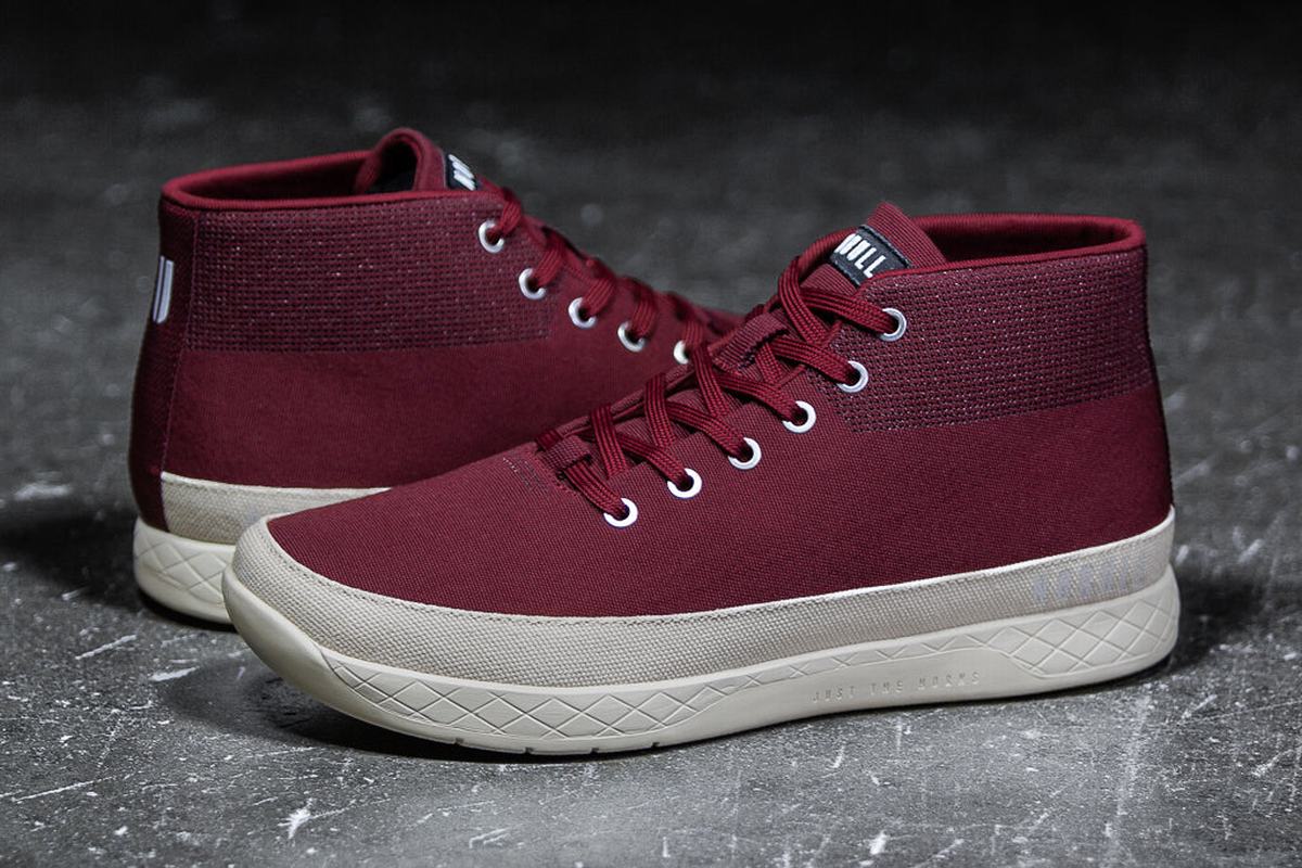 Dark Red Men's Nobull Canvas Mid Trainers | USA912538