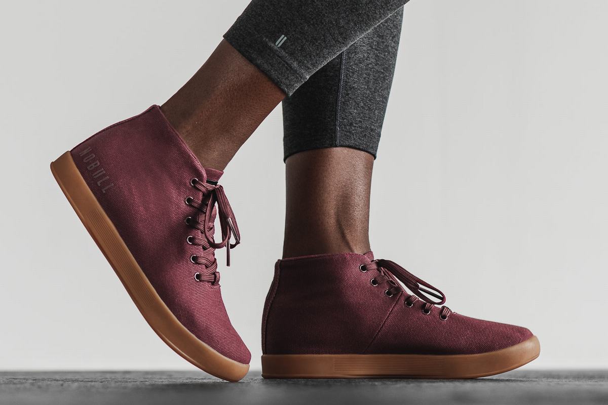 Dark Red Women's Nobull Canvas Mid Trainers | USA605798