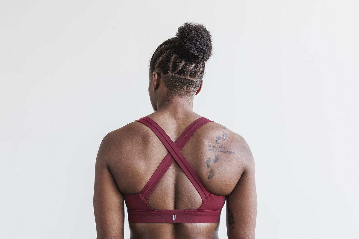 Dark Red Women's Nobull Pace Sports Bras | USA618374