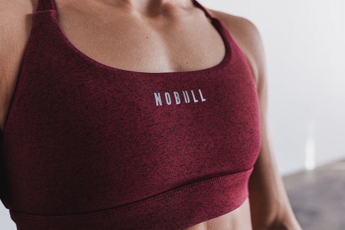 Dark Red Women's Nobull Plush Heather Sports Bras | USA379248