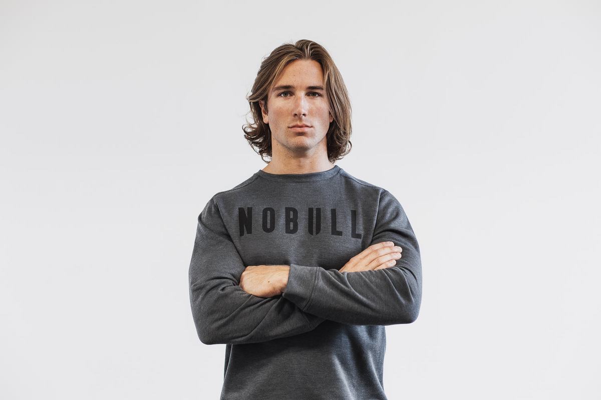 Deep Grey Men's Nobull Crew Sweatshirts | USA018945