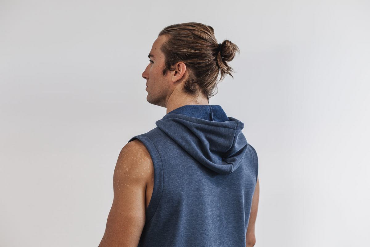 Deep Grey Men's Nobull Microplush Sleeveless Hoodie | USA398672