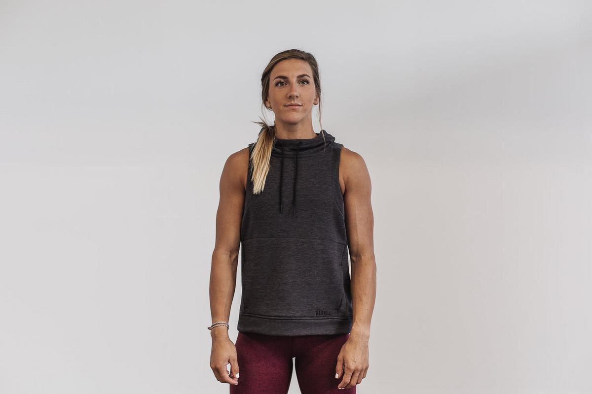 Deep Grey Women's Nobull Microplush Sleeveless Hoodie | USA862571