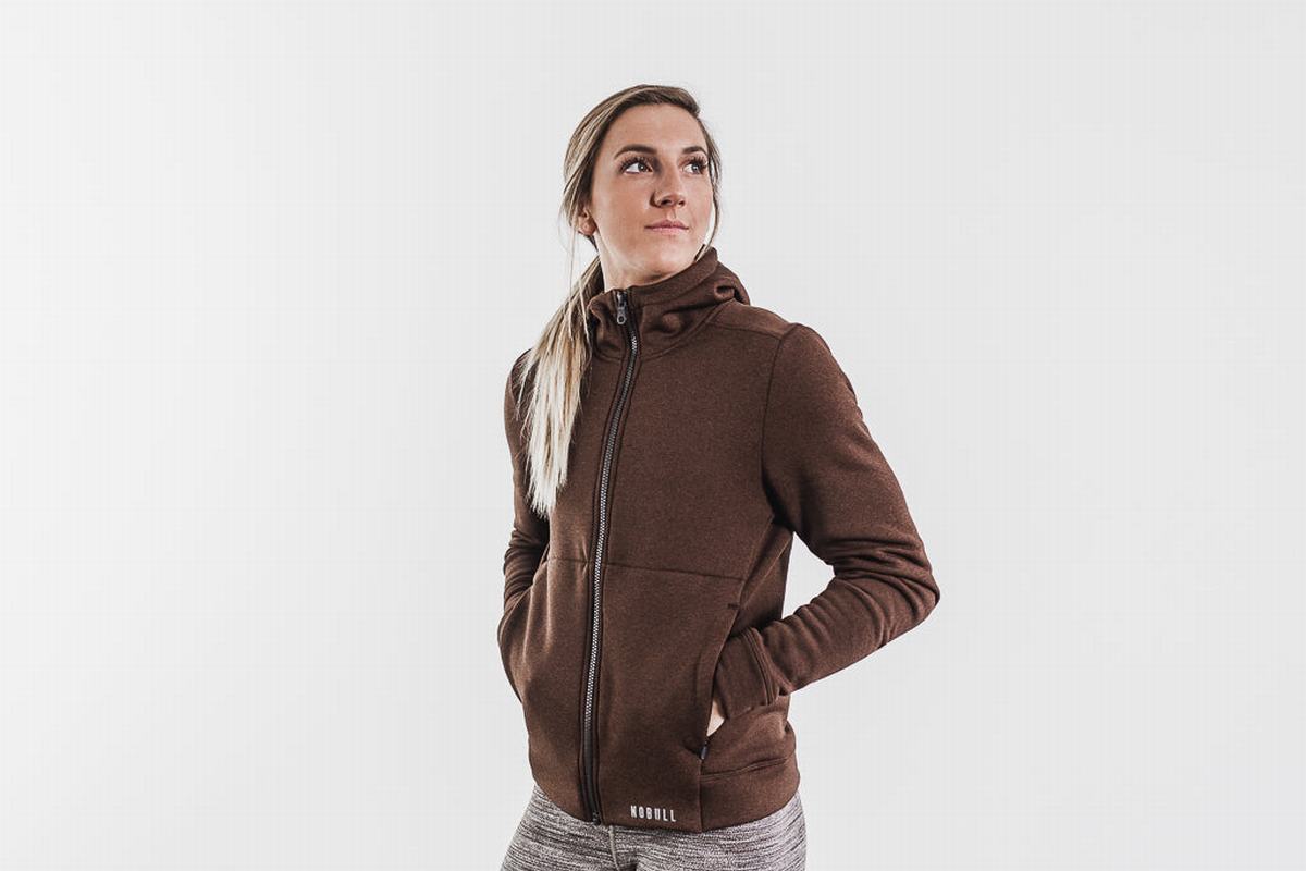 Deep Grey Women's Nobull Performance Zip-up Hoodie | USA215379