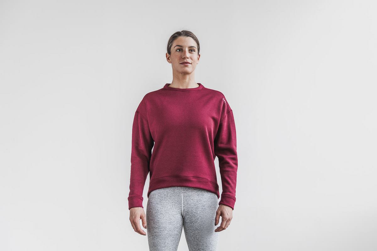 Deep Red Women's Nobull Performance Crew Sweatshirts | USA764812