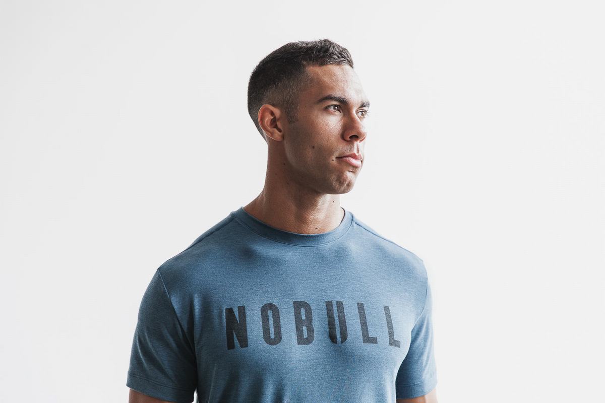 Deep Turquoise Men\'s Nobull T Shirts | USA973156