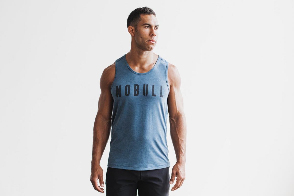 Deep Turquoise Men's Nobull Tank Tops | USA735614