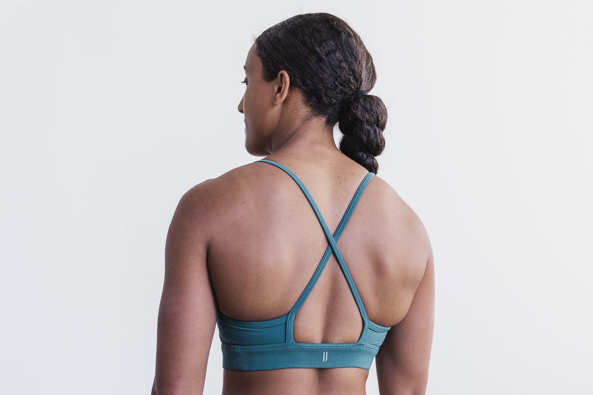 Deep Turquoise Women's Nobull High-Neck Matte Sports Bras | USA326497