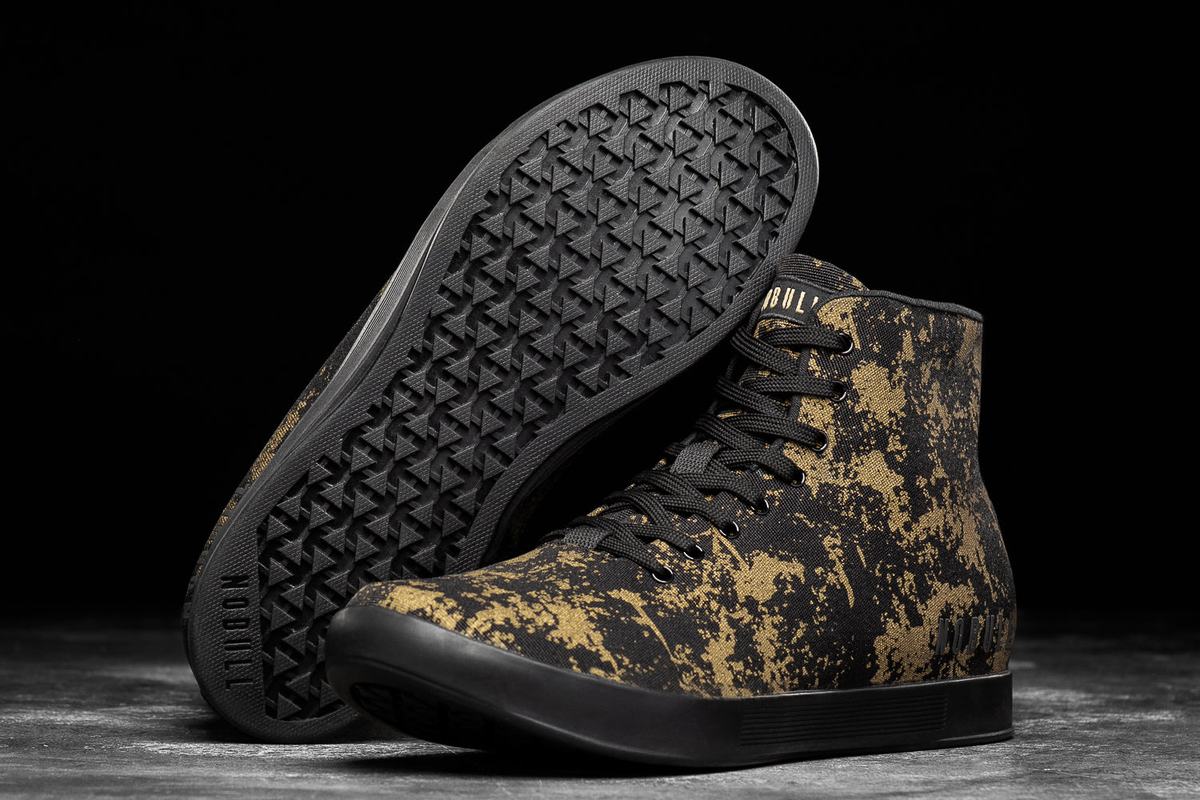 Gold Black Men's Nobull High-Top Pride Canvas Trainers | USA659423