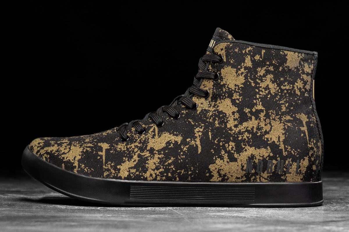 Gold Black Women\'s Nobull High-Top Pride Canvas Trainers | USA379560