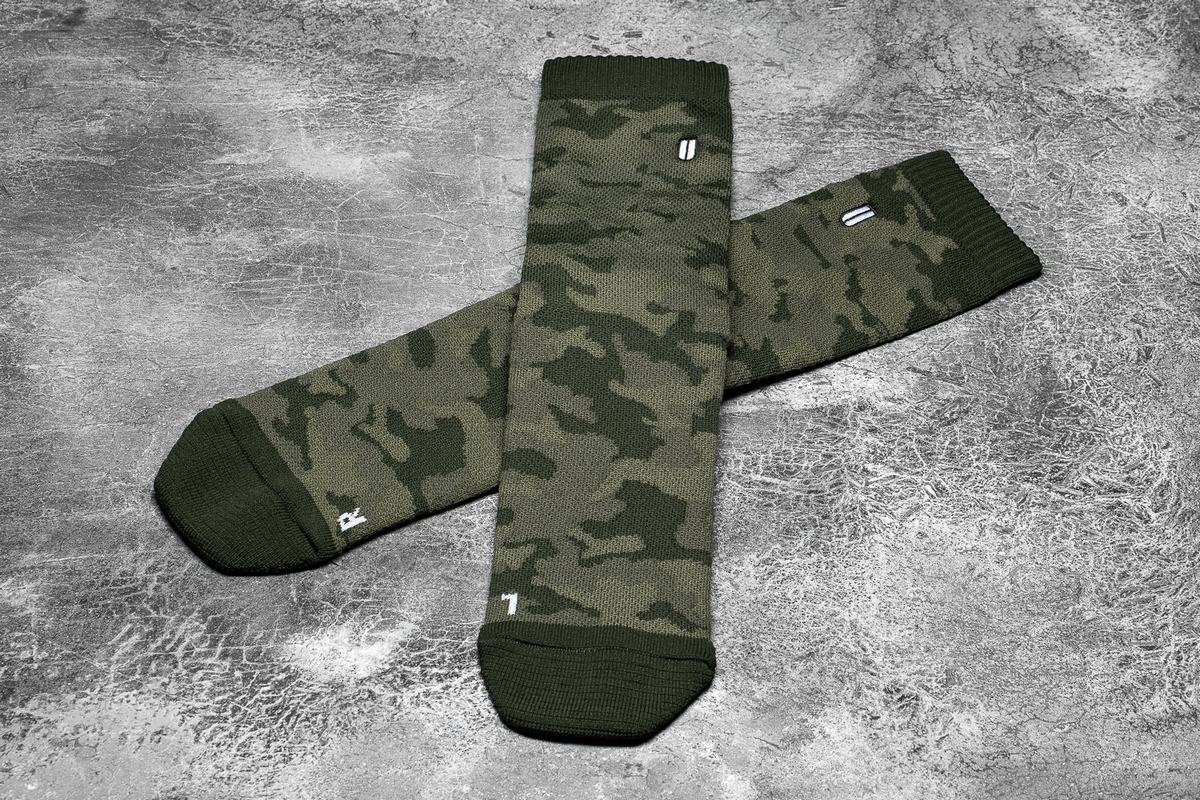 Green Camo Men's Nobull Crew Socks | USA423805