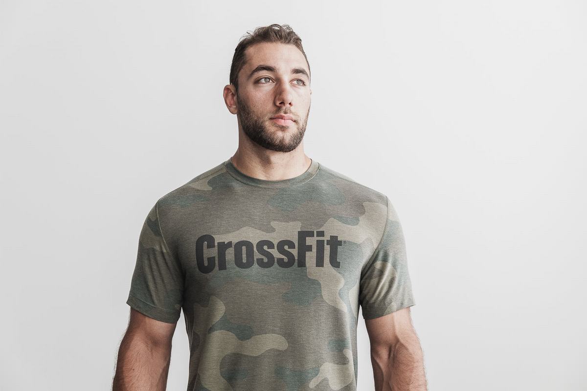 Green Camo Men's Nobull Crossfit® T Shirts | USA205376