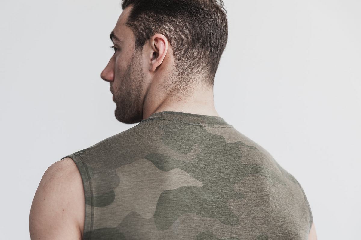 Green Camo Men's Nobull Sleeveless T Shirts | USA308625