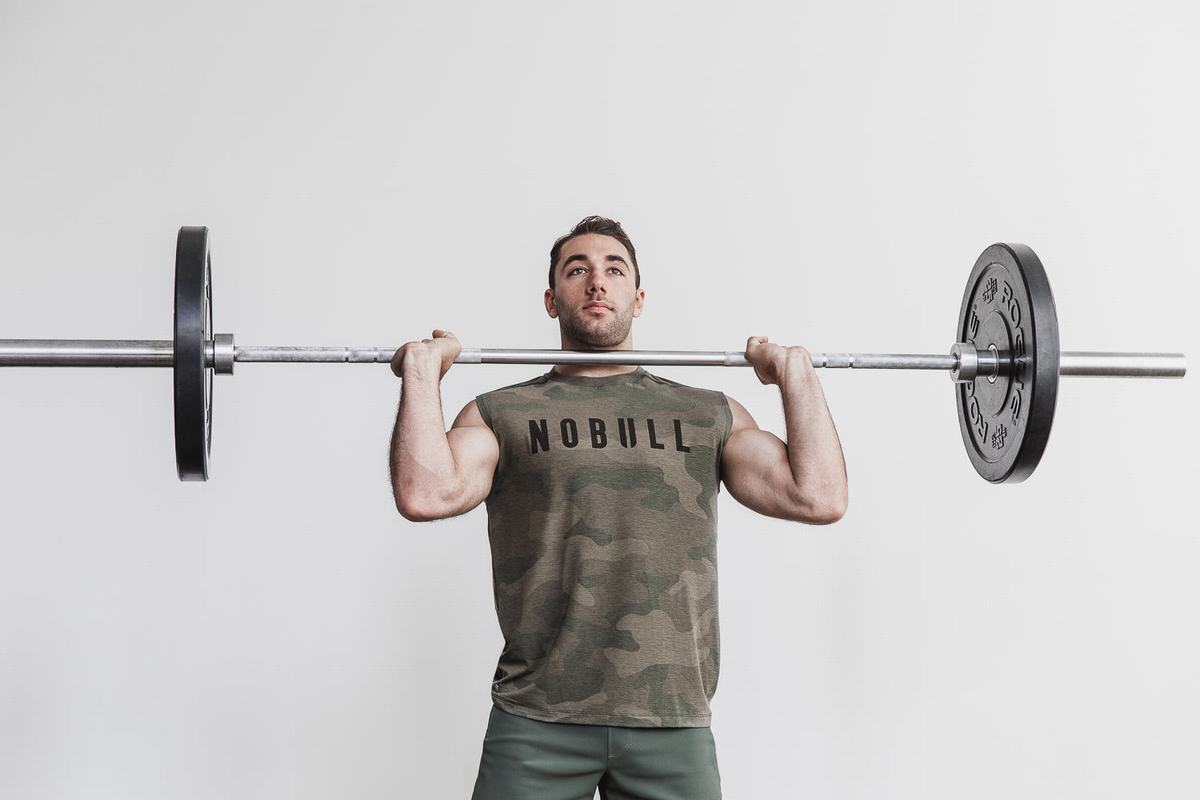 Green Camo Men's Nobull Sleeveless T Shirts | USA308625