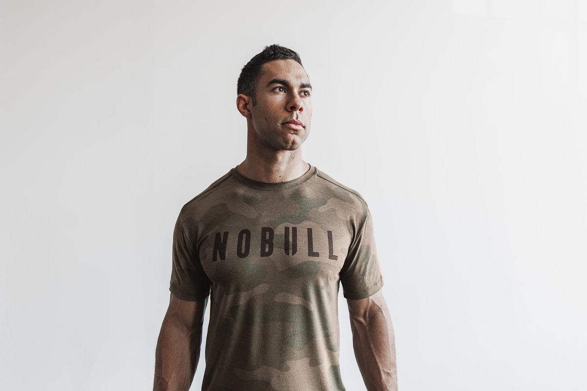 Green Camo Men\'s Nobull T Shirts | USA741936