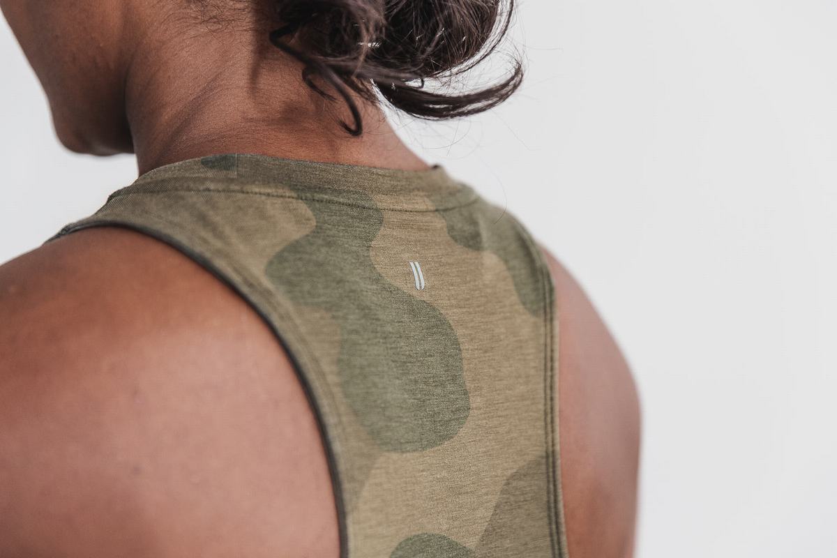 Green Camo Women's Nobull High-Neck Tank Tops | USA153429