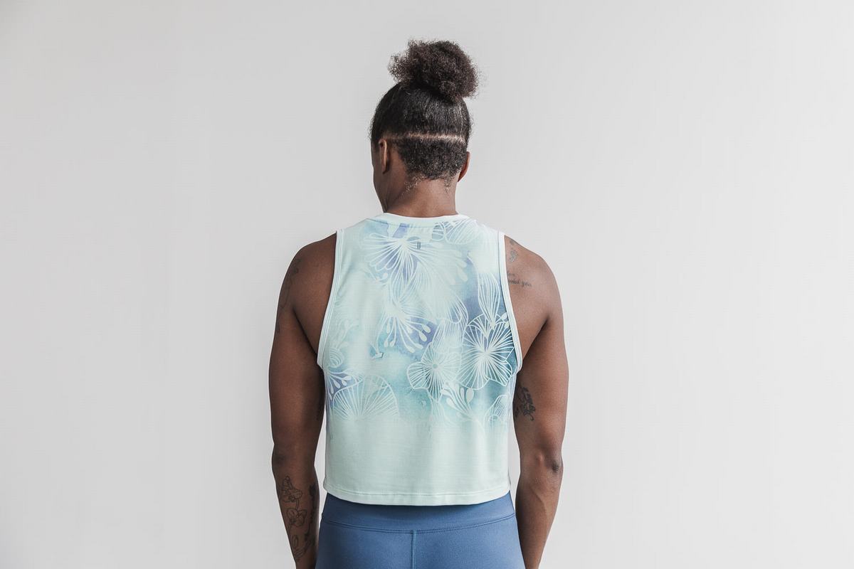 Green Floral Women's Nobull Muscle Tank Tops | USA082593