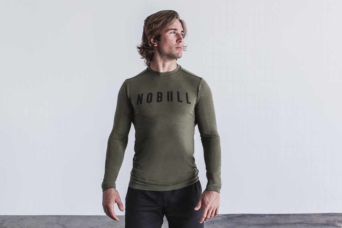 Green Men's Nobull Long Sleeves | USA138957