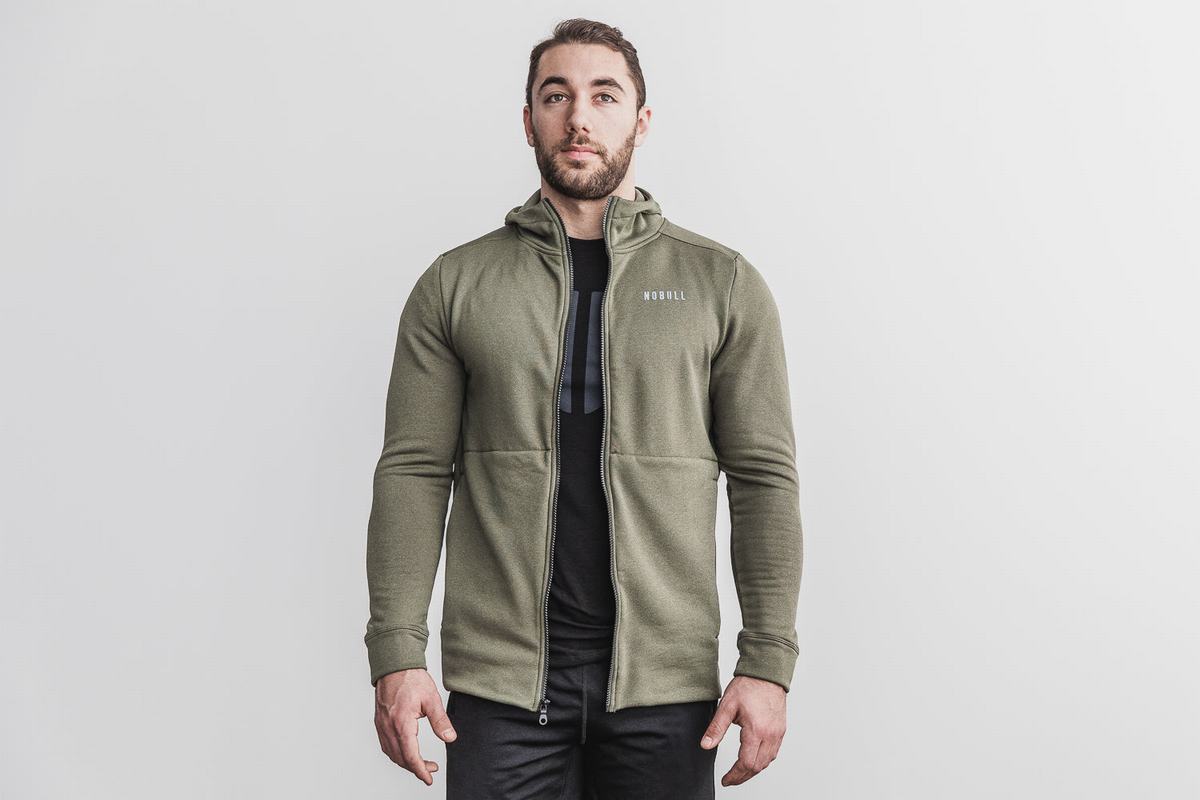 Green Men's Nobull Performance Zip-up Hoodie | USA479560