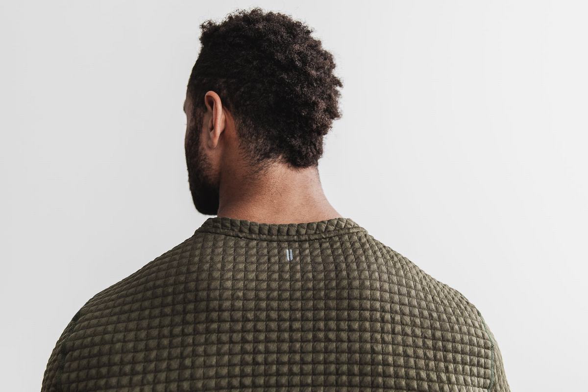 Green Men's Nobull Quilted Crew Pullover | USA251430