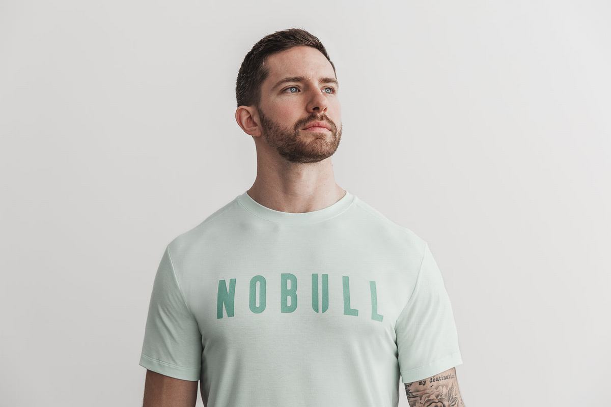 Green Men's Nobull T Shirts | USA470892