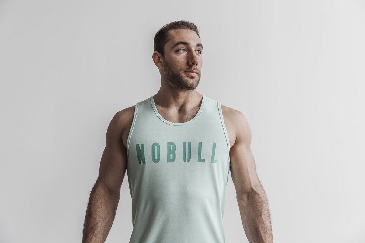 Green Men\'s Nobull Tank Tops | USA021987