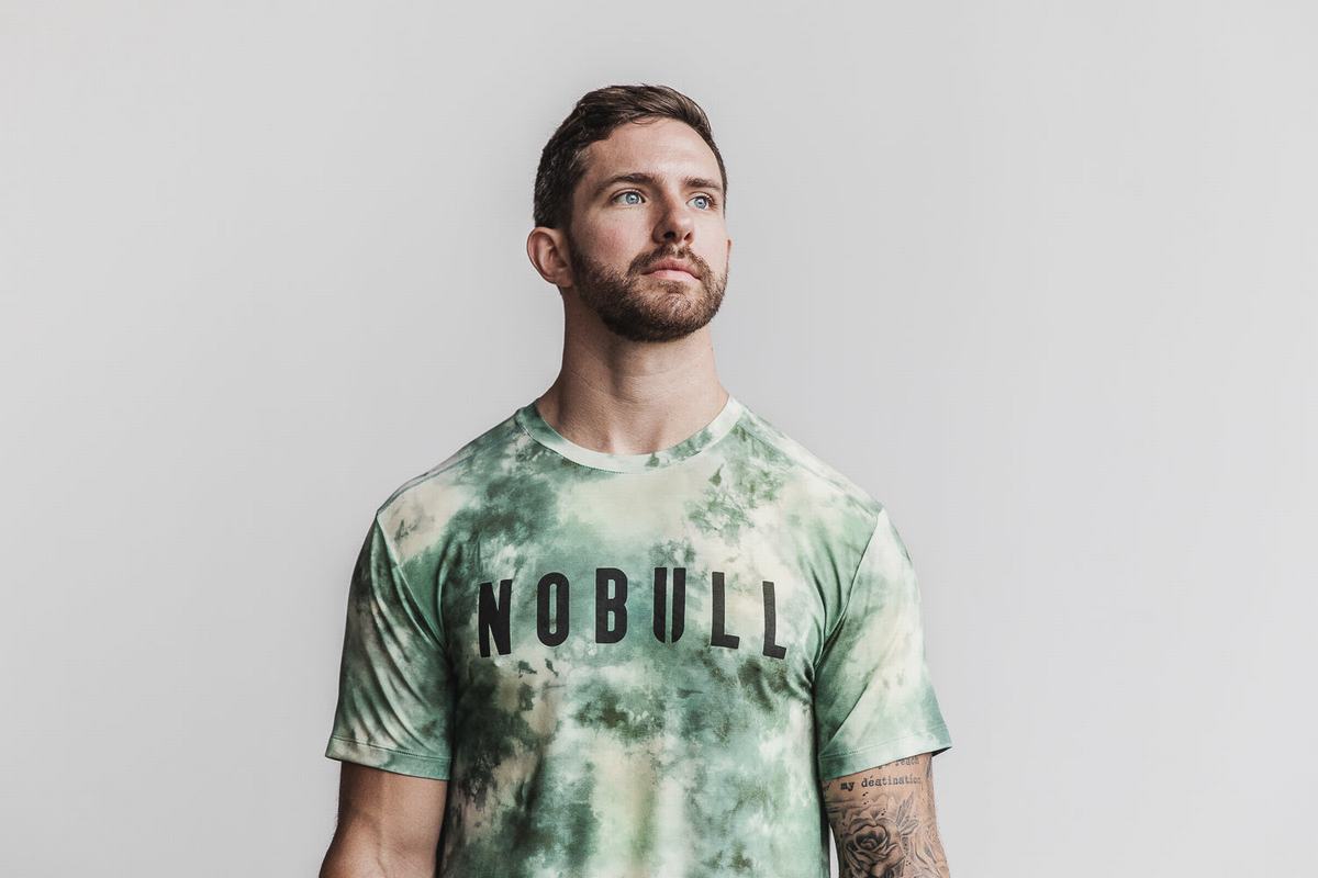 Green Men's Nobull Tie-Dye T Shirts | USA135860