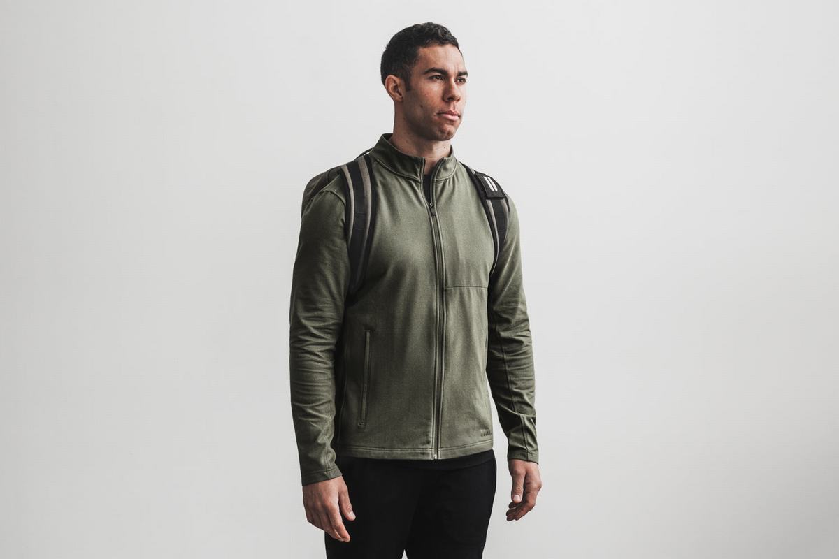 Green Men's Nobull Twill Zip-up Jackets | USA341289