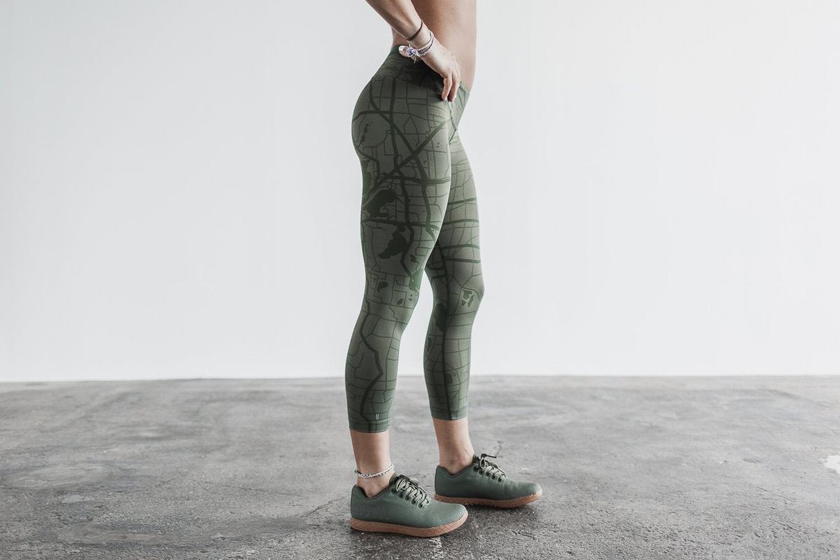 Green Women's Nobull Crop Tights | USA357961