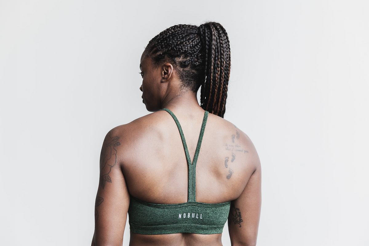 Green Women's Nobull Halter Matte Sports Bras | USA908251