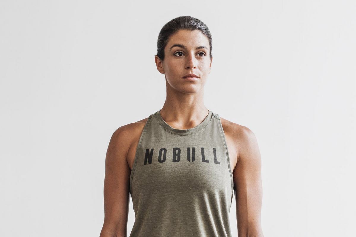 Green Women's Nobull High-Neck Classic Colors Tank Tops | USA953164