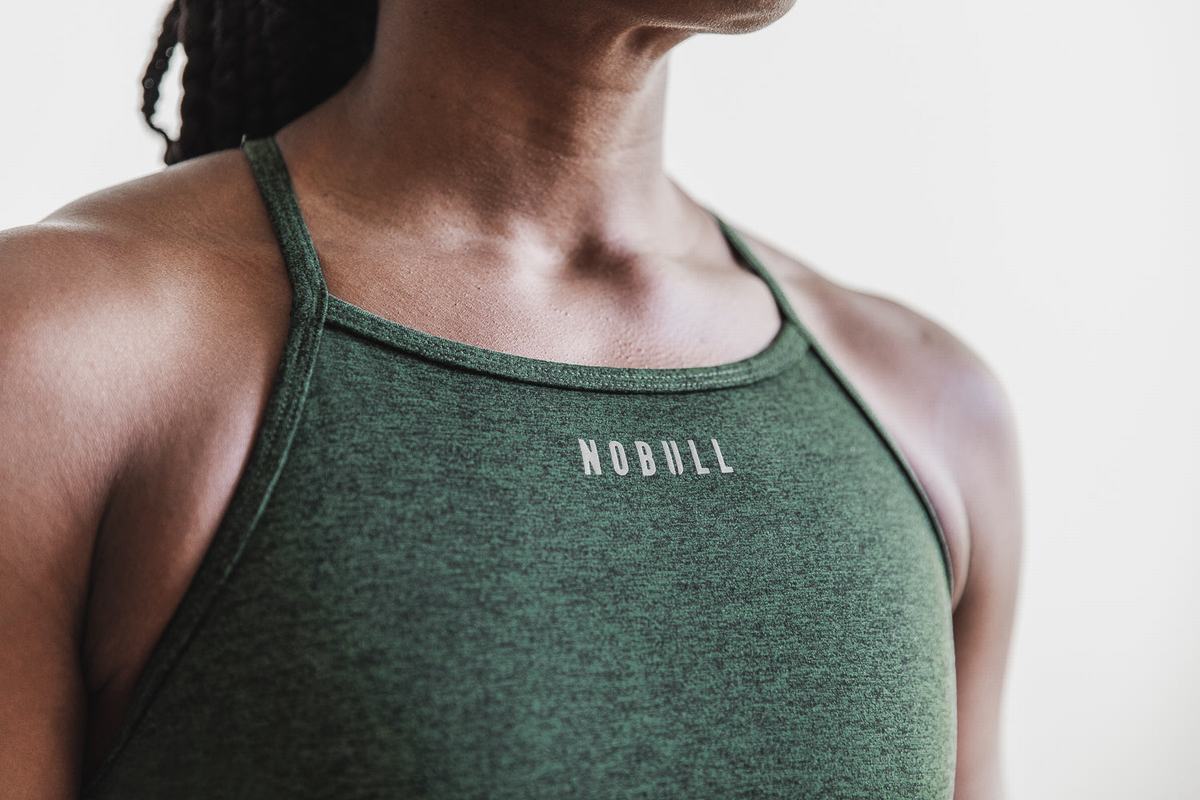 Green Women's Nobull High-Neck Matte Sports Bras | USA906145