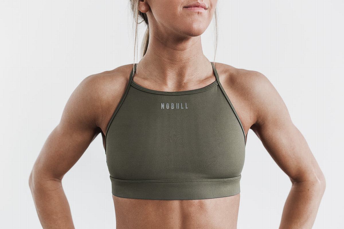 Green Women\'s Nobull High-Neck Sports Bras | USA389725