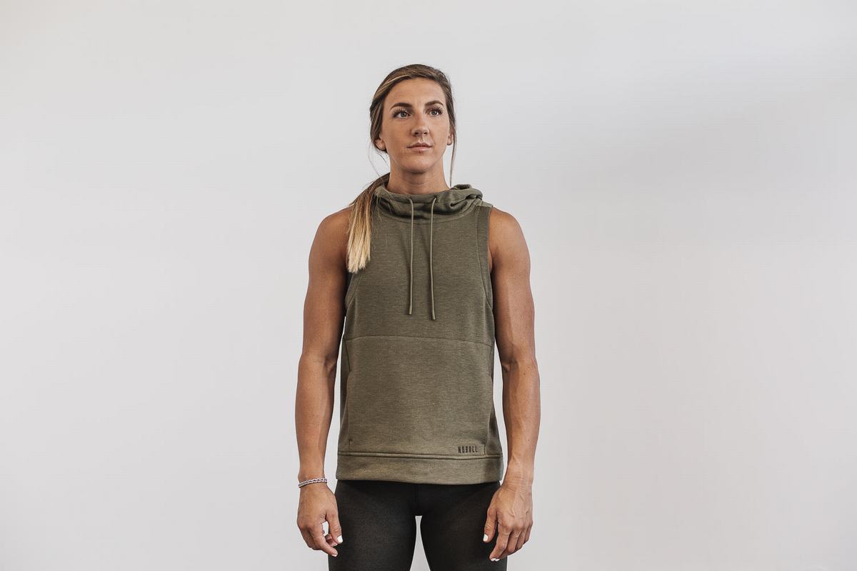 Green Women's Nobull Microplush Sleeveless Hoodie | USA273601