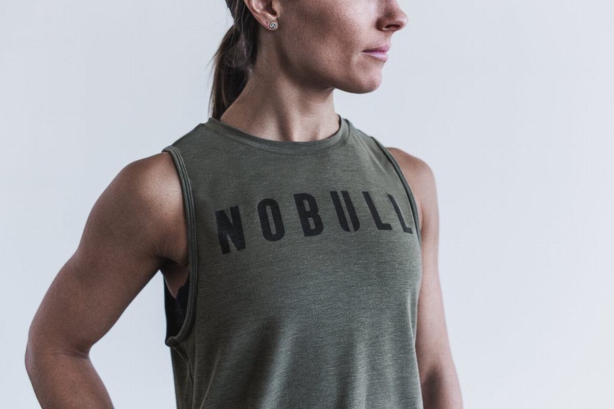 Green Women's Nobull Muscle Tank Tops | USA691023