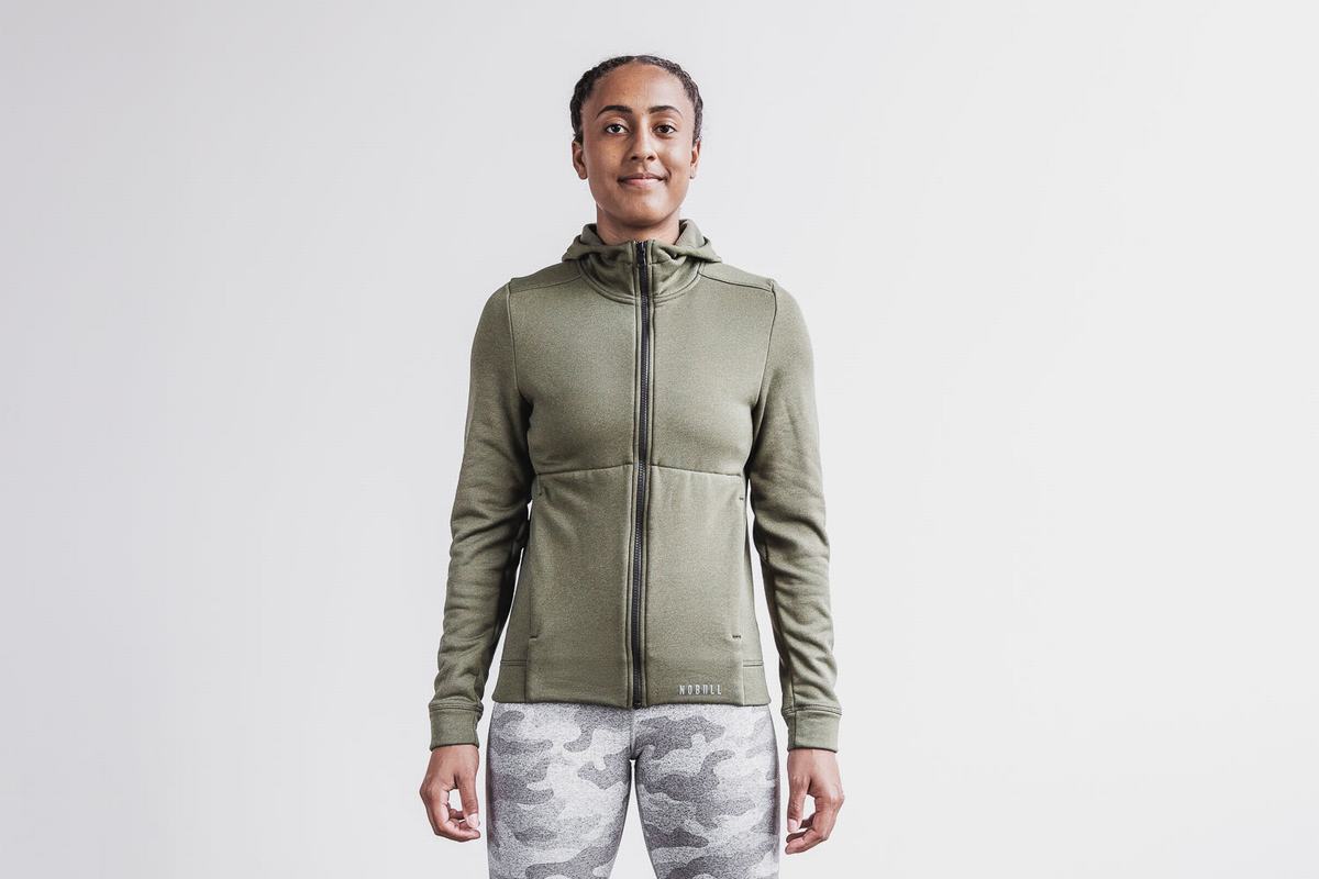 Green Women\'s Nobull Performance Zip-up Hoodie | USA460928