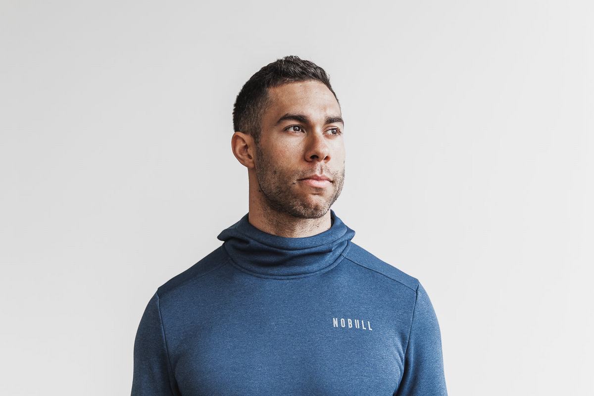 Grey Blue Men's Nobull Performance Hoodie | USA203495