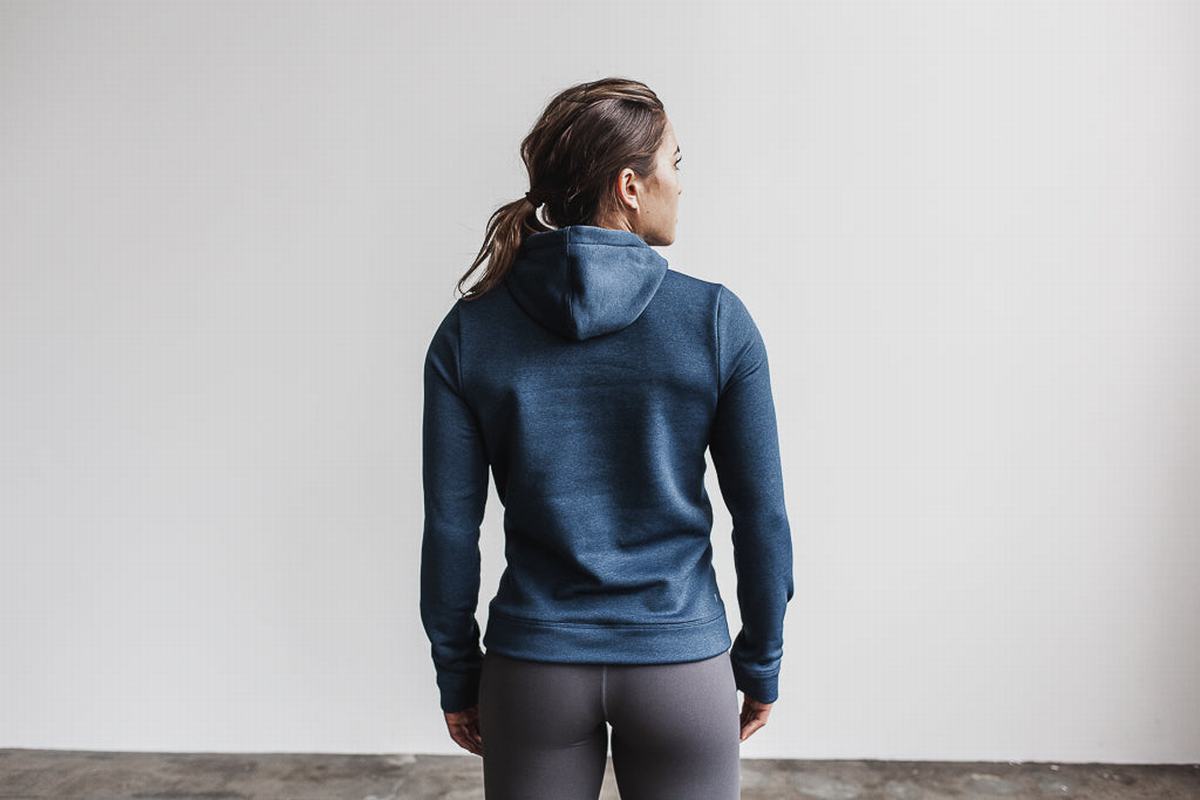 Grey Blue Women's Nobull Performance Hoodie | USA429701