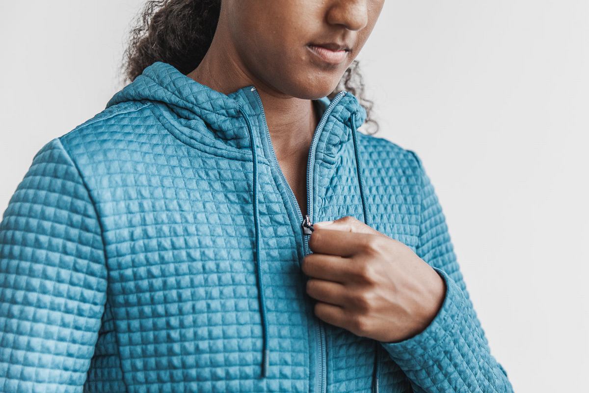 Grey Blue Women's Nobull Quilted Zip-up Jackets | USA578963