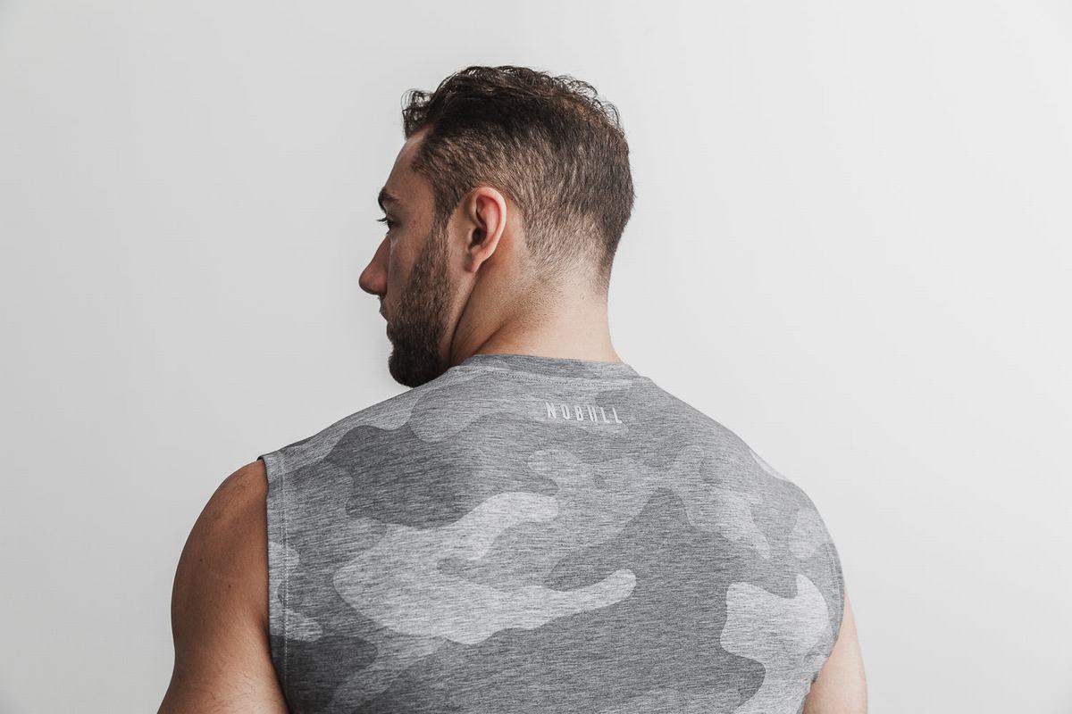 Grey Camo Men's Nobull Crossfit® Sleeveless T Shirts | USA407286