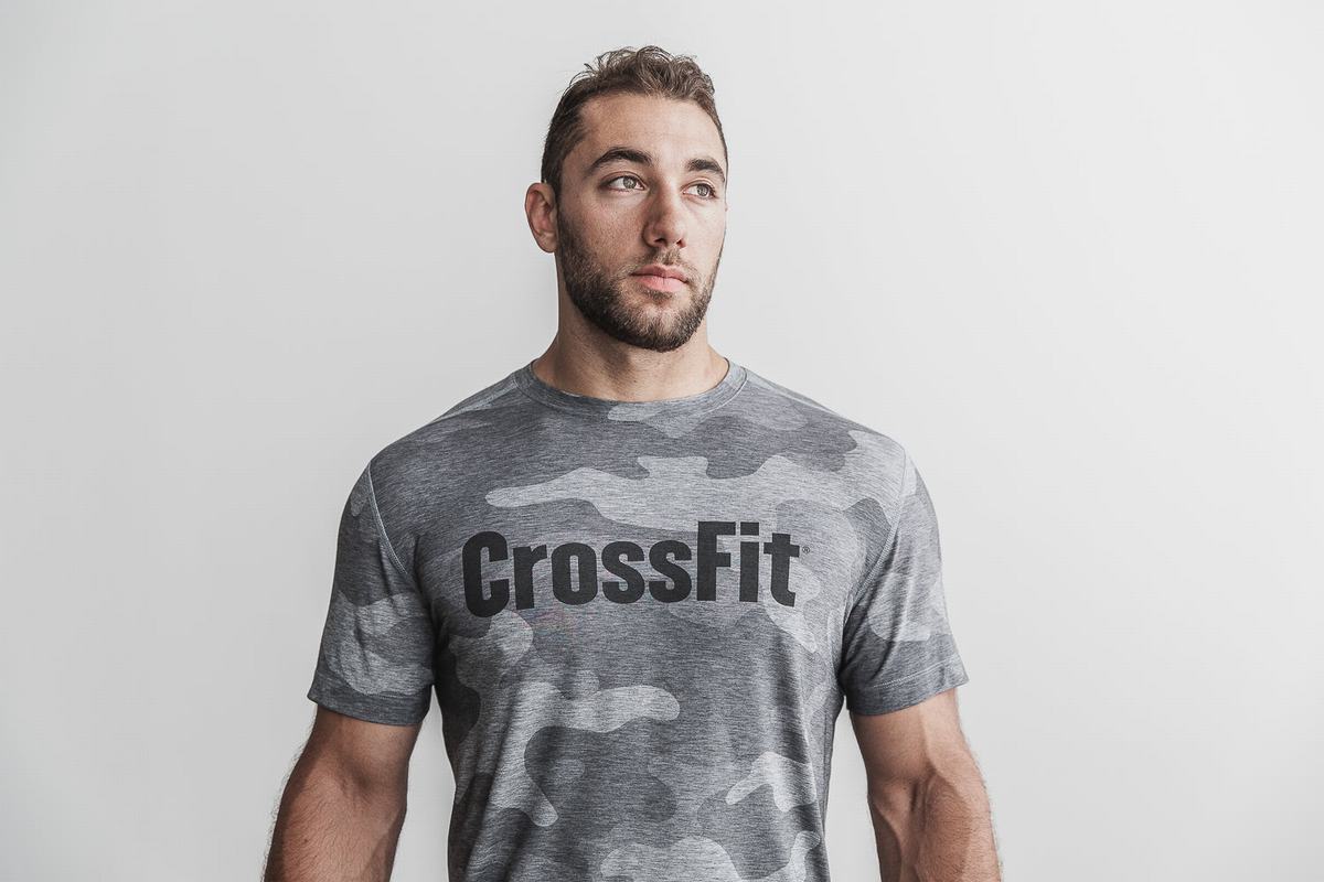 Grey Camo Men's Nobull Crossfit® T Shirts | USA283791