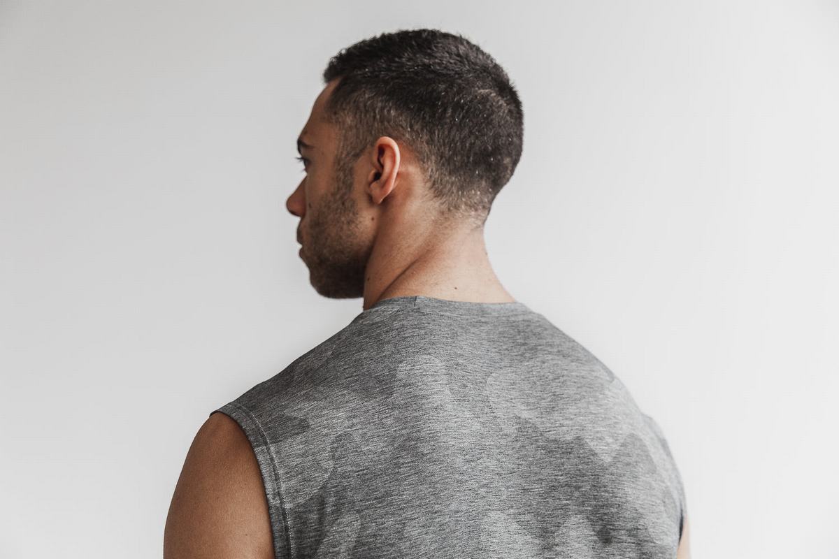 Grey Camo Men's Nobull Sleeveless T Shirts | USA480319